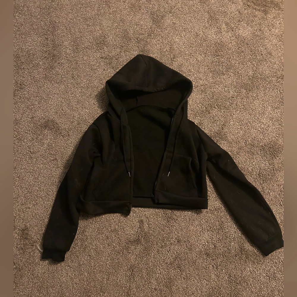 Black cropped hoodie, shein